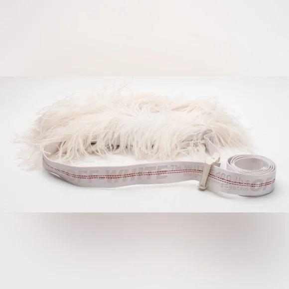 ✨✨✨HOST PICK✨✨✨ OFF-WHITE Leather & Ostrich Feathers Bum Bag Large Pre-Owned - Picture 6 of 12
